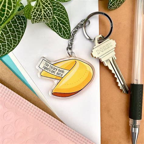 Fortune Cookie Acrylic Keychain .